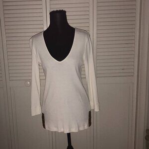 Lauren Jeans Co. Ralph Lauren White V-Neck Cotton Tunic – Size M - NWOT